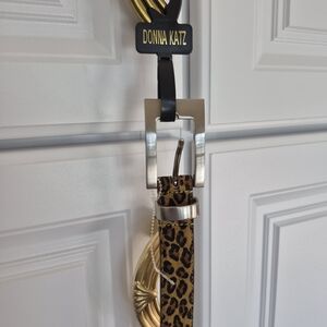 Donna Katz Leopard Pattern Belt with Silver Buckle New With Tags L 38" Overall